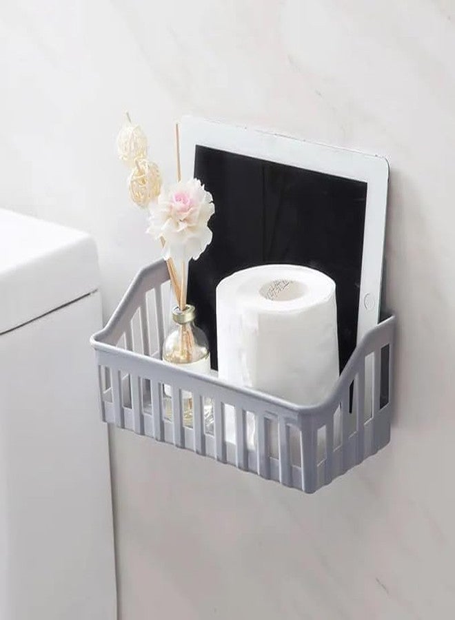 Copelle No Drilling Plastic Rectangular Multipurpose Wall Shelves: Self-Adhesive Storage Rack for Bathroom - Strong and Colorful Wall Holder (26cm x 13cm x 9cm) (Pack of 2) - Image 3